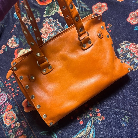 Hammitt Vibrant Orange large Leather Tote with Studs - Picture 5 of 11
